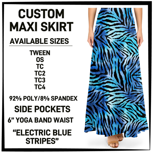 MX3K - Electric Blue Stripes Maxi Skirt with Pockets - Preorder Closing 2/24 ETA: Late April