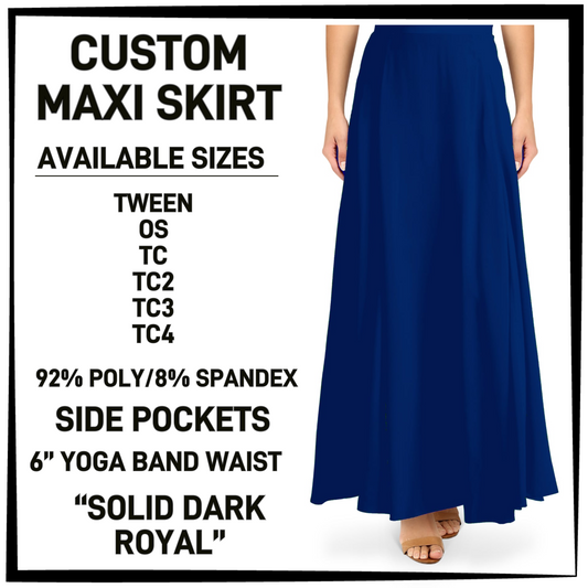MX3K - Solid Dark Royal Maxi Skirt with Pockets - Preorder Closing 2/24 ETA: Late April