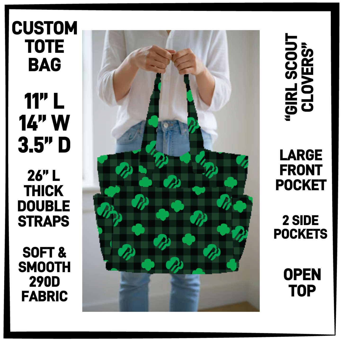 N2TB - Girl Scout Clovers Custom Tote Bag - Preorder Closing 7/22 ETA: Late Sept