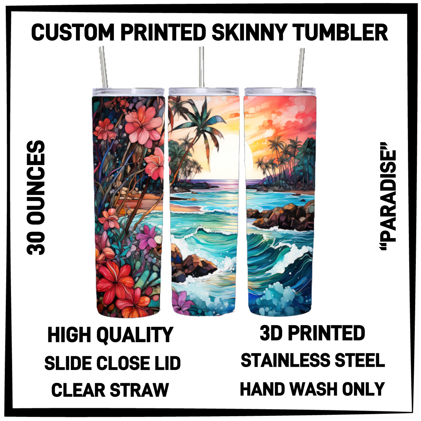 SK7T - Paradise 30oz Skinny Tumbler - Preorder Closing 3/17 ETA: Late May