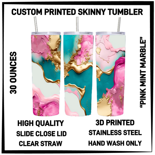 SK7T - Pink Mint Marble 30oz Skinny Tumbler - Preorder Closing 3/17 ETA: Late May