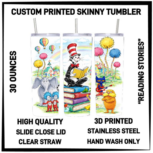 SK7T - Reading Stories 30oz Skinny Tumbler - Preorder Closing 3/17 ETA: Late May