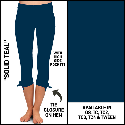 HM4T - Solid Teal Hem Tie Capris with Pockets - Preorder Closing 3/19 ETA: Late May