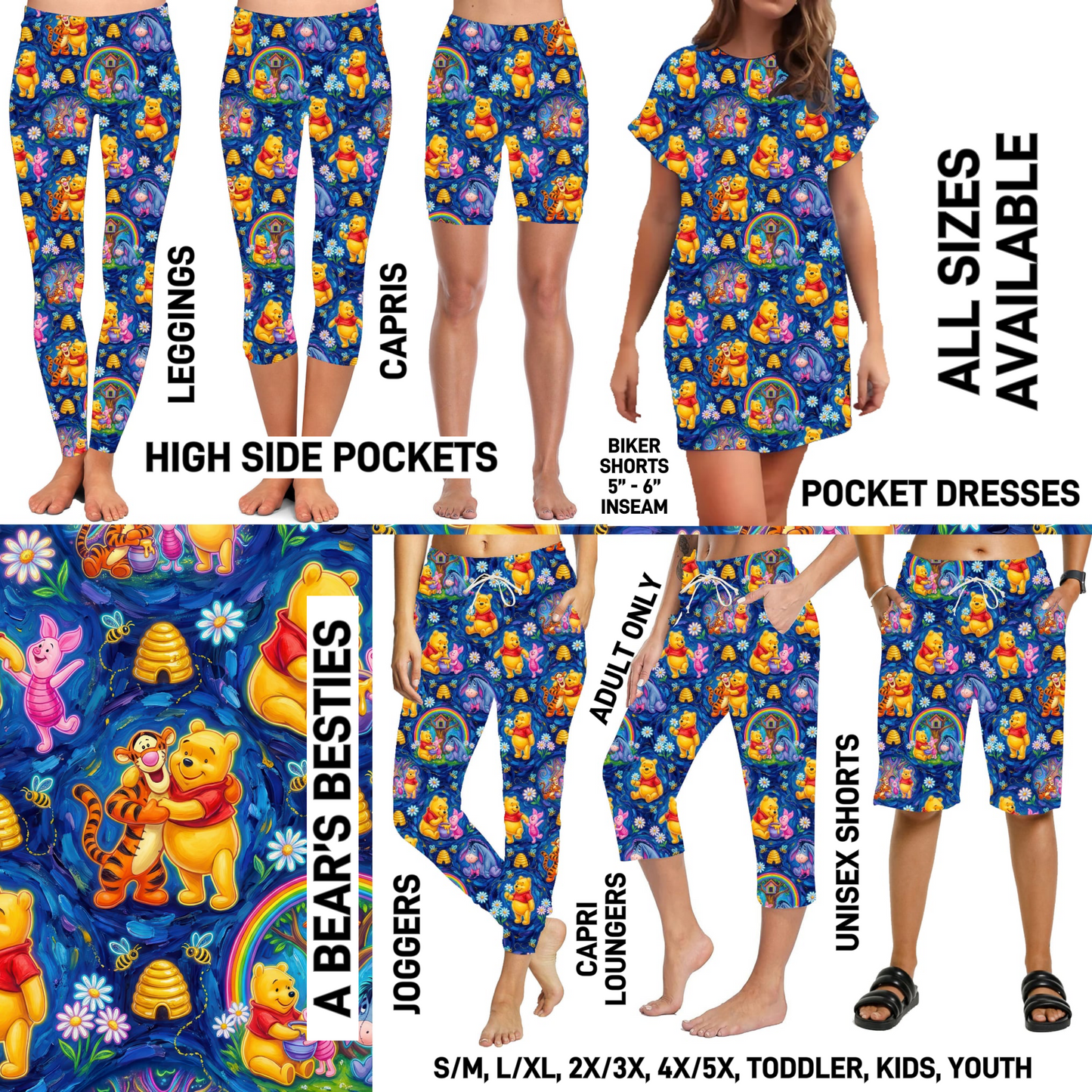 RTS - A Bear's Besties Unisex Full Joggers with Pockets