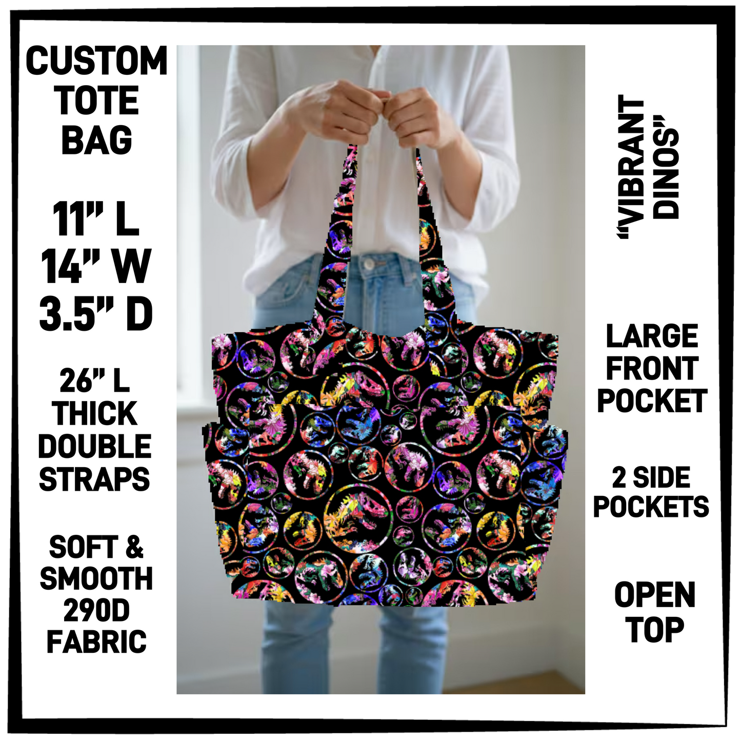 CT8B - Vibrant Dinos Custom Tote Bag - Preorder Closing 4/23 ETA: Late June