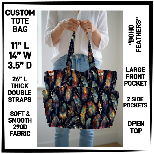 CT8B - Boho Feathers Custom Tote Bag - Preorder Closing 4/23 ETA: Late June