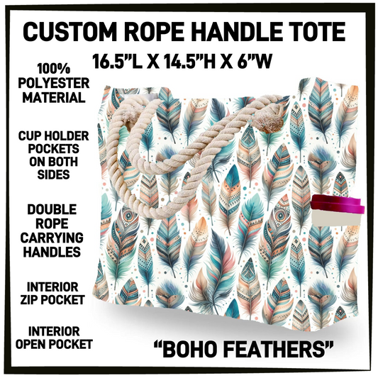 R4PT - Boho Feathers Rope Handle Tote - Preorder Closing 4/28 ETA: Late June