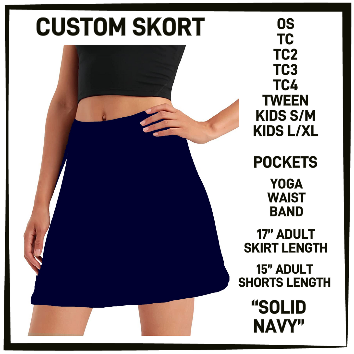 S0RK - Solid Navy Skort with Pockets - Preorder Closing 5/7 ETA: Early July