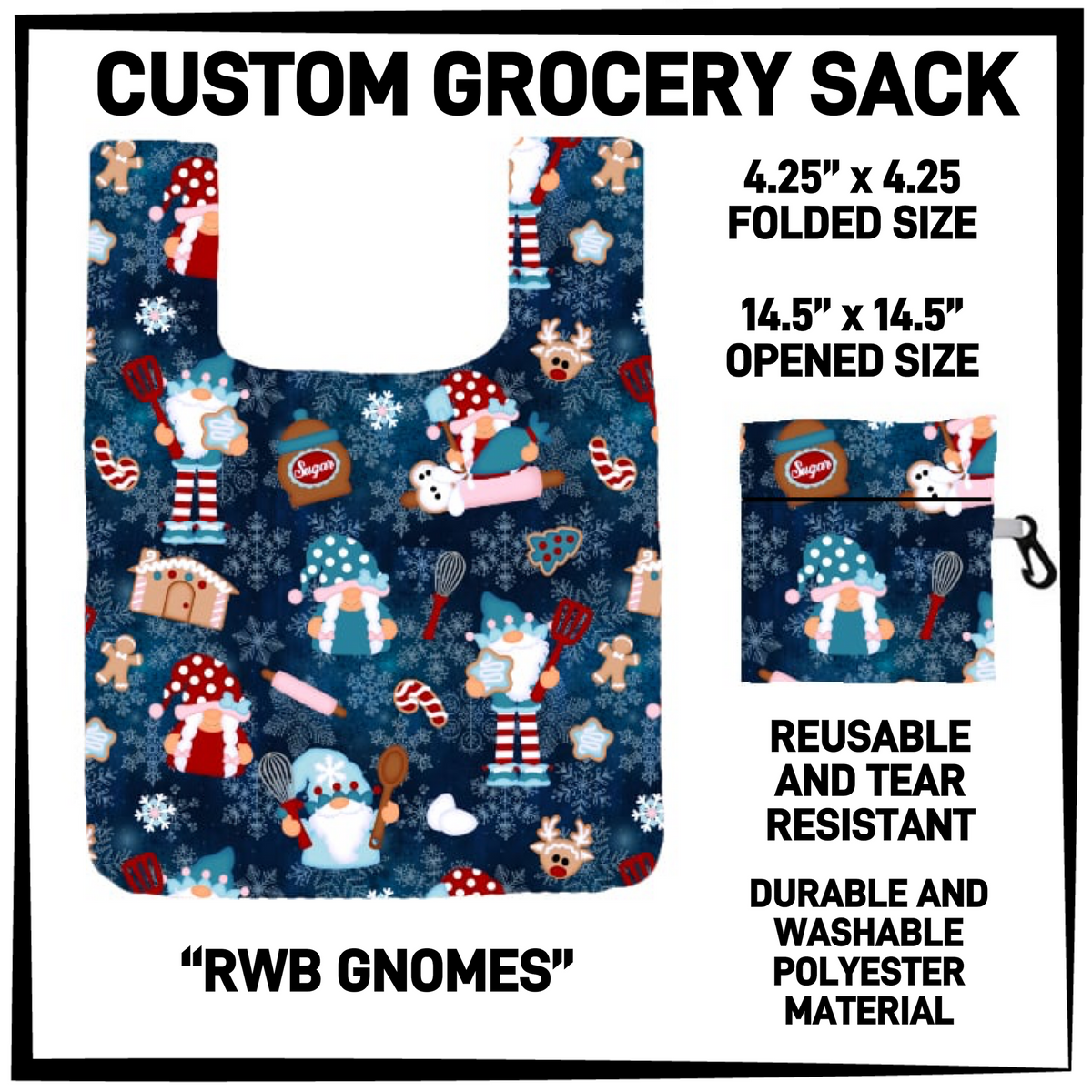 GRC4 - RWB Gnomes Grocery Sack - Preorder Closing 9/10 ETA: Early Dec