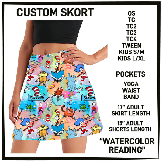 DO1C - Watercolor Reading Skort with Pockets - Preorder Closing 12/16 ETA: Mid-Feb