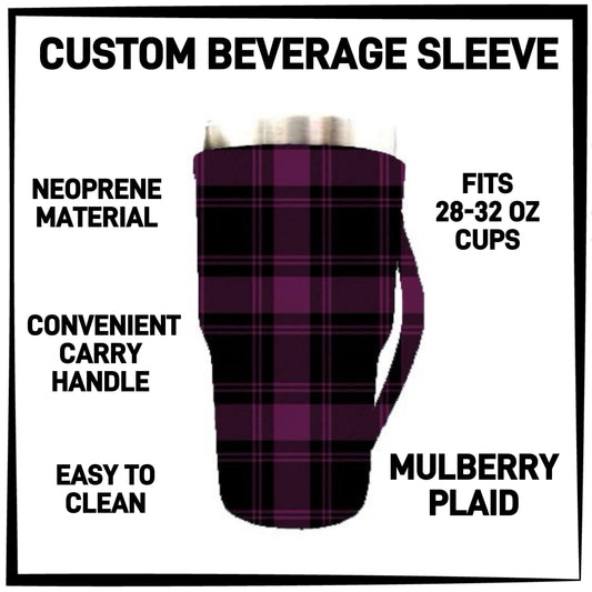 RTS - Mulberry Plaid 28-32oz Beverage Sleeves