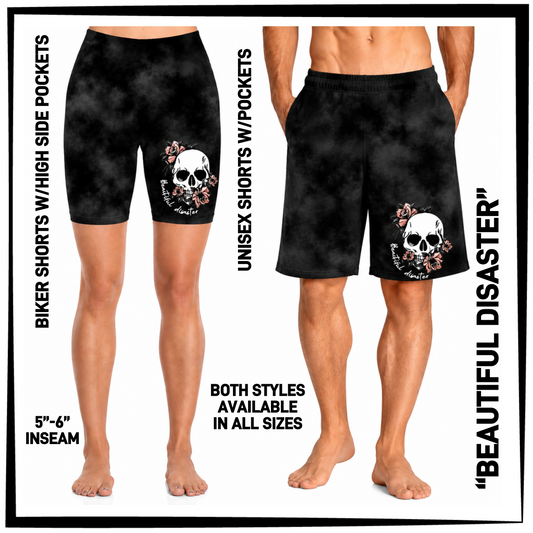 MS1S - Beautiful Disaster Biker/Unisex Shorts with Pockets - Preorder Closing 6/4 ETA: Early Aug