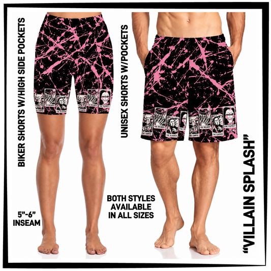 MS1S - Villain Splash Biker/Unisex Shorts with Pockets - Preorder Closing 6/4 ETA: Early Aug