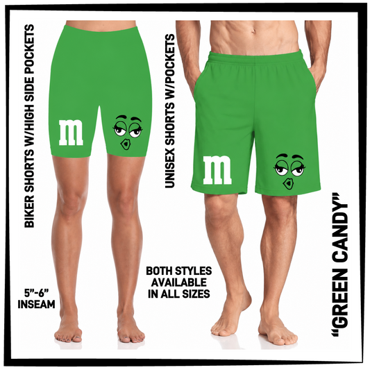 MS1S - Green Candy Biker/Unisex Shorts with Pockets - Preorder Closing 6/4 ETA: Early Aug
