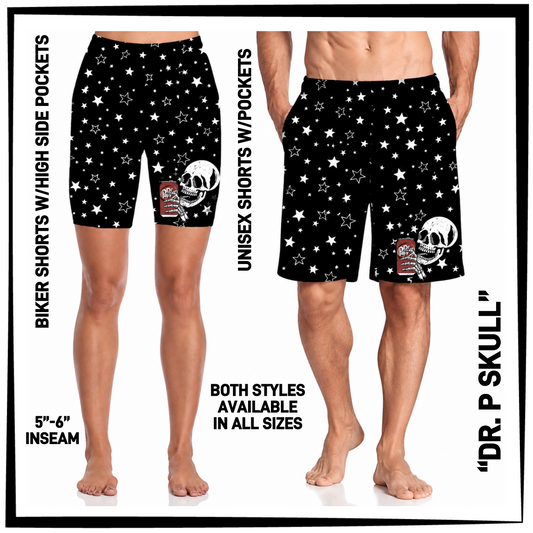MS1S - Dr. P Skull Biker/Unisex Shorts with Pockets - Preorder Closing 6/4 ETA: Early Aug