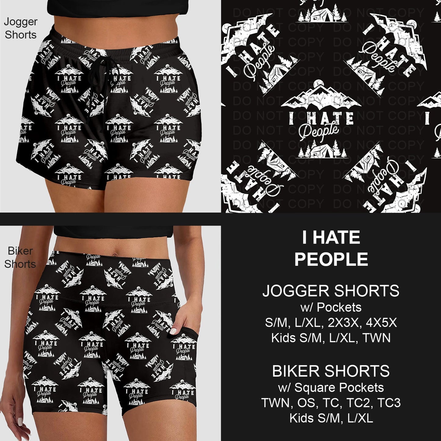 B281 - Preorder I Hate People Jogger/Biker Shorts (Closes 3/25. ETA: early June)