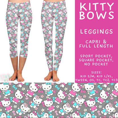 Batch #506 - Cool Characters 13 - Closes 3/20 - ETA late May - Kitty Bows Full and Capri Length Leggings