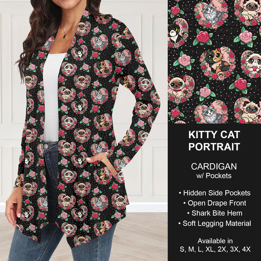 B263 - Preorder Kitty Cat Portrait Cardigan w/ Pockets (Closes 11/30. ETA: late Jan.)