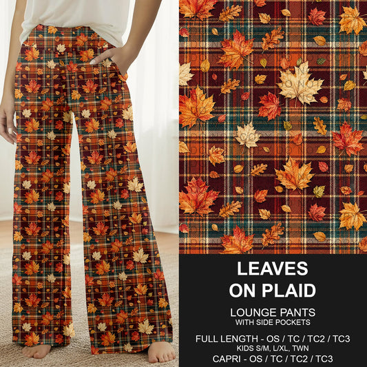 B308 - Preorder Leaves on Plaid Lounge Pants (Closes 8/16. ETA: late Oct.)