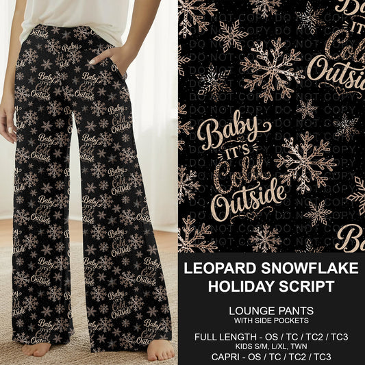 B311 - Preorder Leopard Snowflake Holiday Script Lounge Pants (Closes 9/06. ETA: mid Nov.)