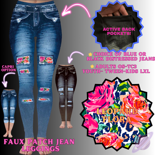 LEOPARD FLORA-FAUX JEAN LEGGING-PREORDER CLOSING 12/2