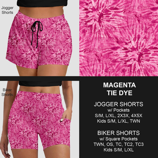 B279 - Preorder Magenta Tie Dye Jogger/Biker Shorts (Closes 3/18. ETA: late May)