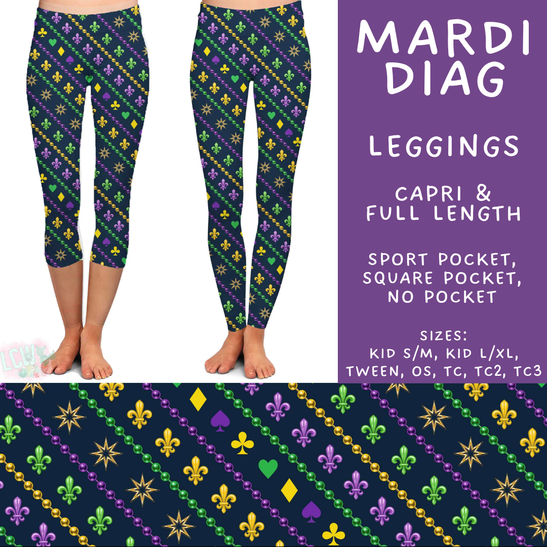 Batch #605 - Mardi Party - Closes 10/28 - ETA late Dec - Mardi Diag Full and Capri Length Leggings
