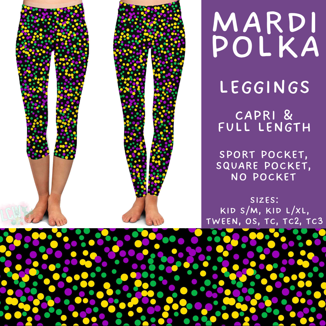 Batch #605 - Mardi Party - Closes 10/28 - ETA late Dec - Mardi Polka Full and Capri Length Leggings