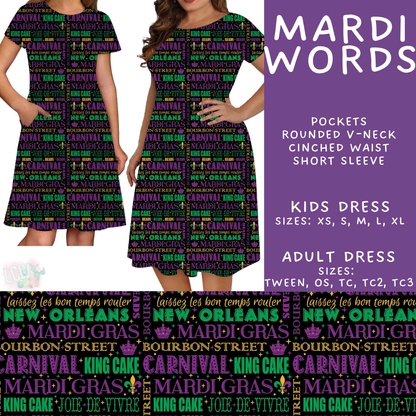 Batch #605 - Mardi Party - Closes 10/28 - ETA late Dec - Mardi Words Adult & Kids Dresses