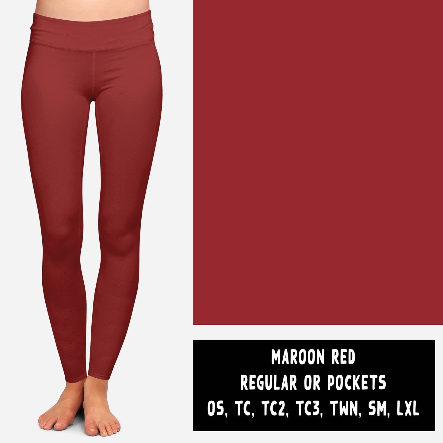 SOLIDS RUN-MAROON RED LEGGINGS