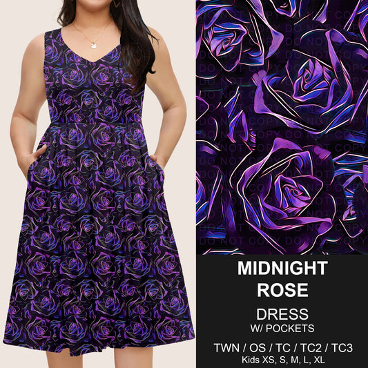B275 - Preorder Midnight Rose Sleeveless Pocket Dress (Closes 2/25. ETA: early May)