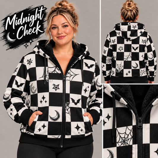 Midnight Check-FLEECE LINED HOODED JACKET-PREORDER CLOSING 11/9