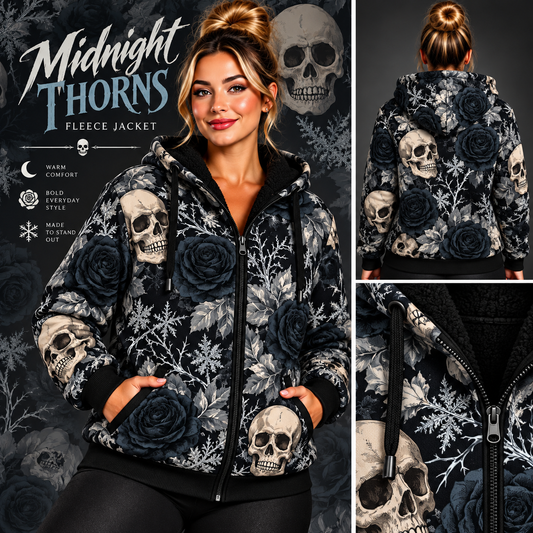 Midnight Thorns-FLEECE LINED HOODED JACKET-PREORDER CLOSING 11/9