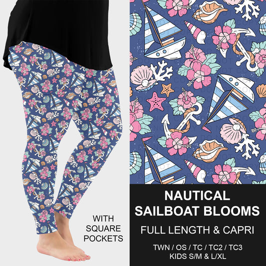 B288 - Preorder Nautical Sailboat Blooms Leggings w/ Pockets (Closes 5/03. ETA: early July)