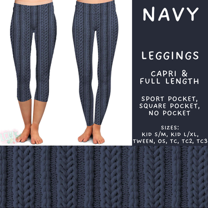 Batch #596 - Sweater Weather - Closes 10/9 - ETA early Dec - Navy Full and Capri Length Leggings