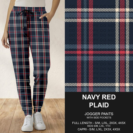 B284 - Preorder Navy Red Plaid Joggers (Closes 4/12. ETA: early June)