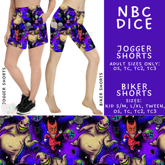 Batch #531 - Cool Characters 15 - Closes 5/18 - ETA late July - NBC Dice Biker & Jogger Shorts
