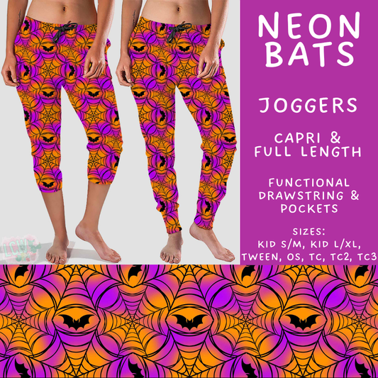 Batch #566 - Halloween 5 - Closes 8/7 - ETA early October - Neon Bats Full and Capri Length Joggers