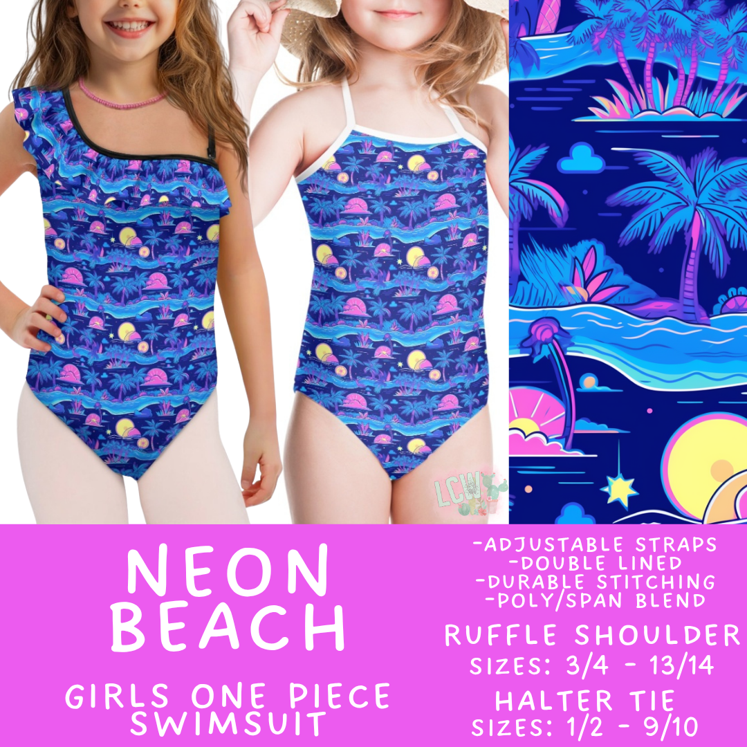 Batch #543 - Pool Party 2 - Closes 6/15 - ETA early/mid August - Neon Beach Girl's Swimsuit