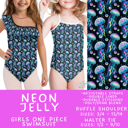Batch #543 - Pool Party 2 - Closes 6/15 - ETA early/mid August - Neon Jelly Girl's Swimsuit