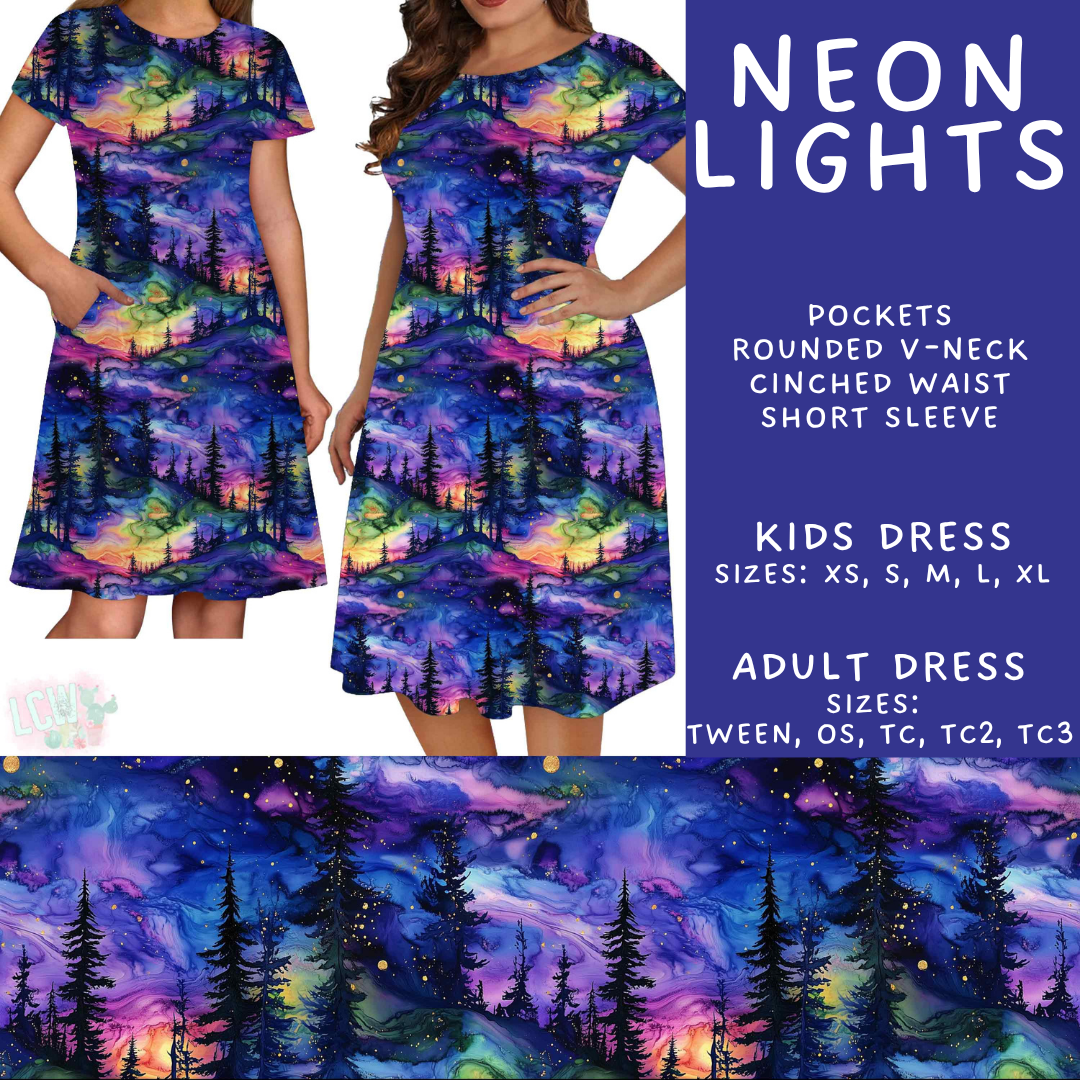 Batch #548 - May Request Run - Closes 6/26 - ETA late August - Neon Lights Adult & Kids Dresses