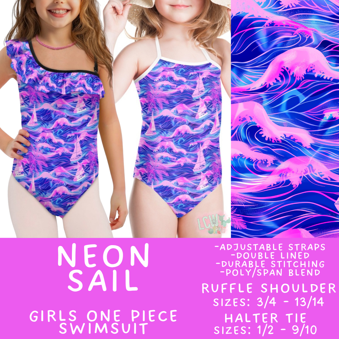 Batch #543 - Pool Party 2 - Closes 6/15 - ETA early/mid August - Neon Sail Girl's Swimsuit