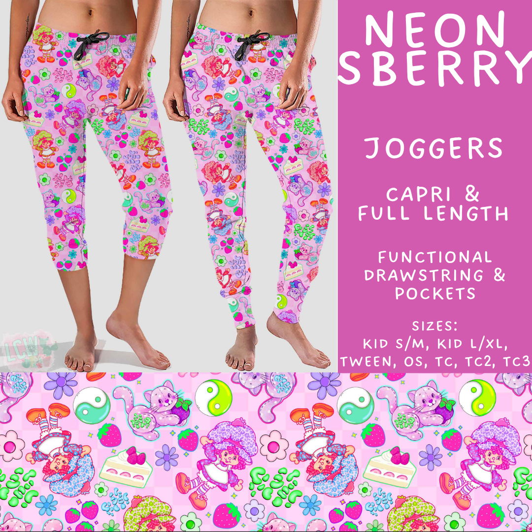 Batch #555 - Cool Characters 7 - Closes 7/13 - ETA mid Sept - Neon SBerry Full and Capri Length Joggers
