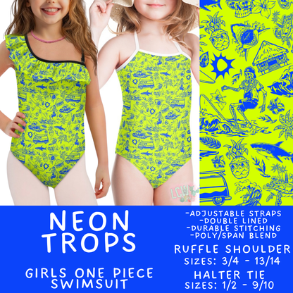 Batch #543 - Pool Party 2 - Closes 6/15 - ETA early/mid August - Neon Trops Girl's Swimsuit