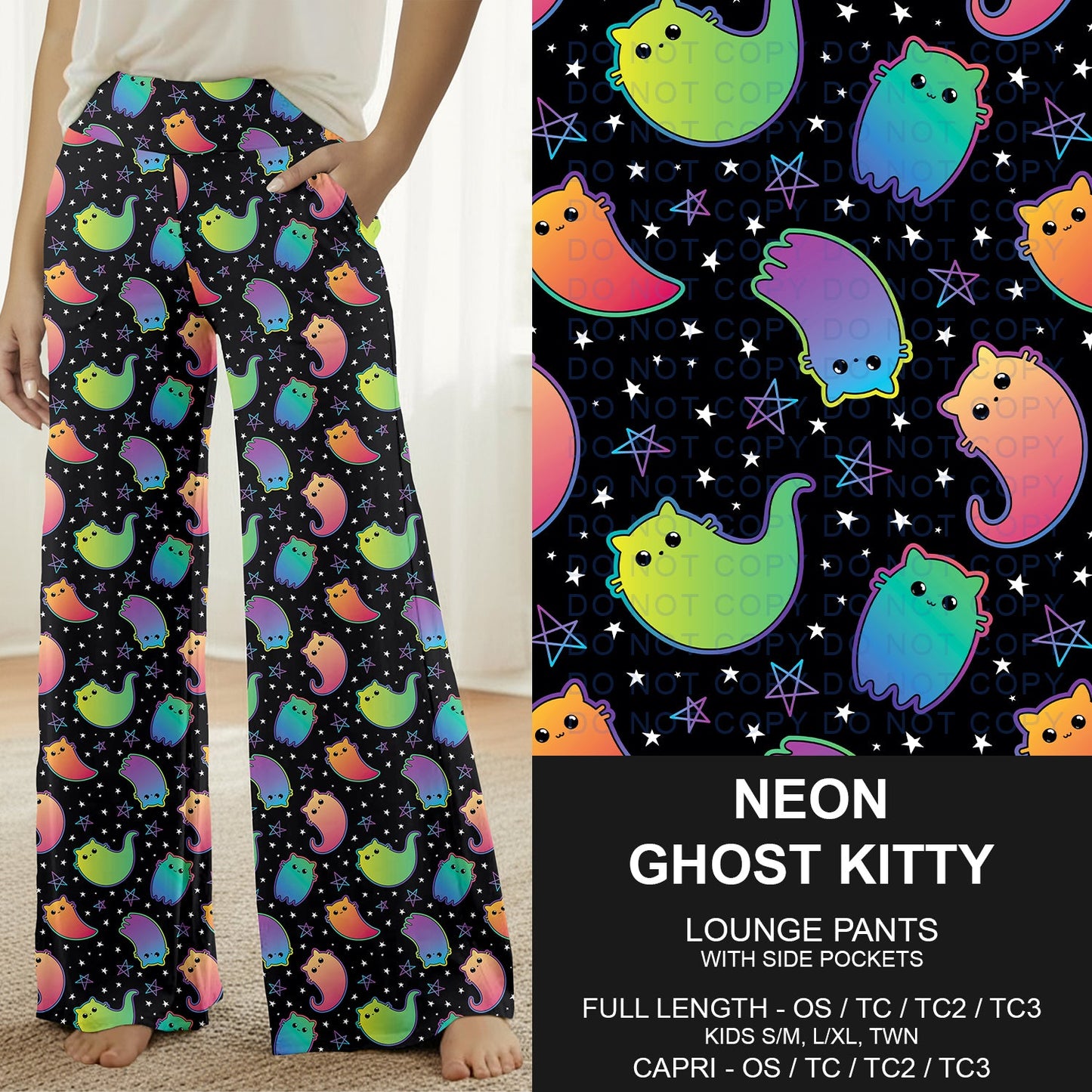 B297 - Preorder Neon Ghost Kitty Lounge Pants (Closes 6/28. ETA: early Sept.)