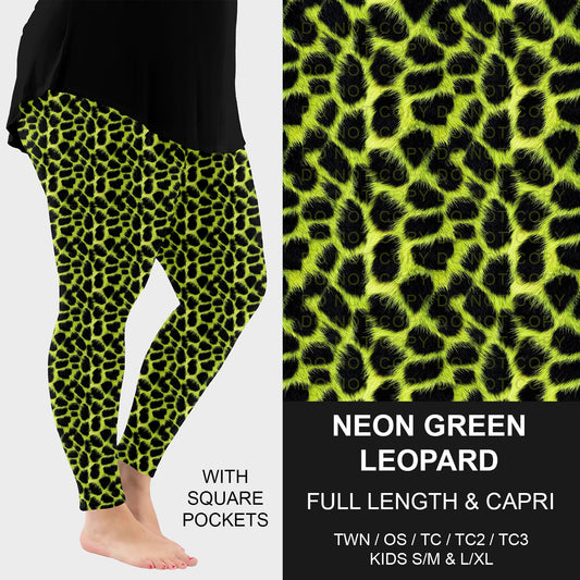 B298 - Preorder Neon Green Leopard Leggings w/ Pockets (Closes 7/05. ETA: early Sept.)