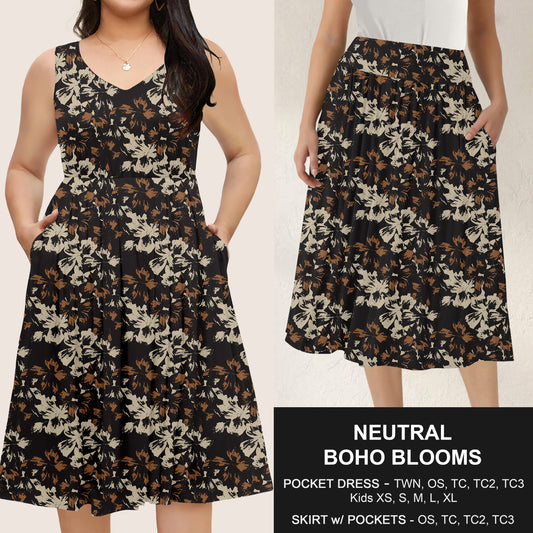 B285 - Preorder Neutral Boho Blooms Dress/Skirt with Pockets (Closes 4/15. ETA: mid June)