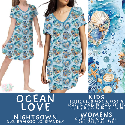 Batch #466 - Mommy & Me Dreamers 2 - Closes 12/22 - ETA mid February - Ocean Love Adult & Kid's Bamboo Nightgown