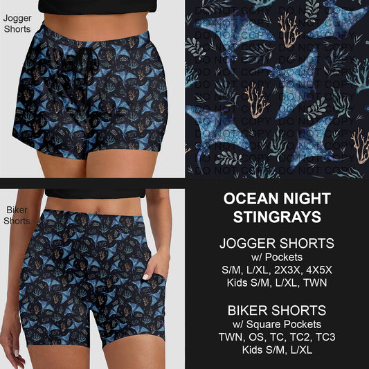 B281 - Preorder Ocean Night Stingrays Jogger/Biker Shorts (Closes 3/25. ETA: early June)
