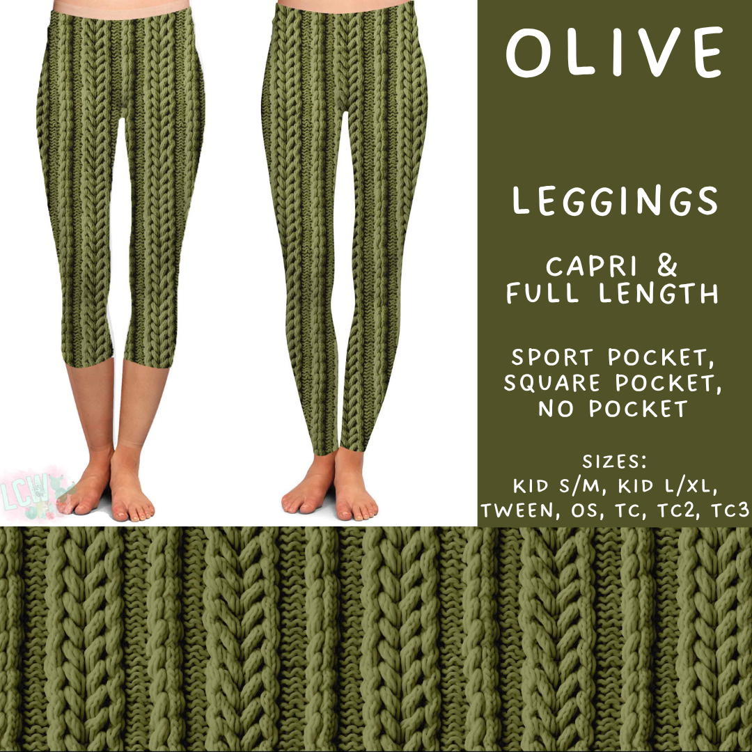 Batch #596 - Sweater Weather - Closes 10/9 - ETA early Dec - Olive Full and Capri Length Leggings